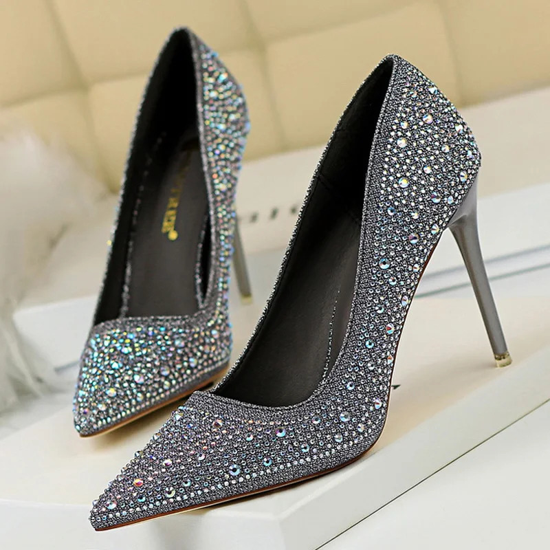 BIGTREE Shoes Rhinestone Woman Pumps Fashion Wedding Shoes Women Basic Pump Stiletto Heels 10cm 7cm Heeled Shoes High Heels 250624