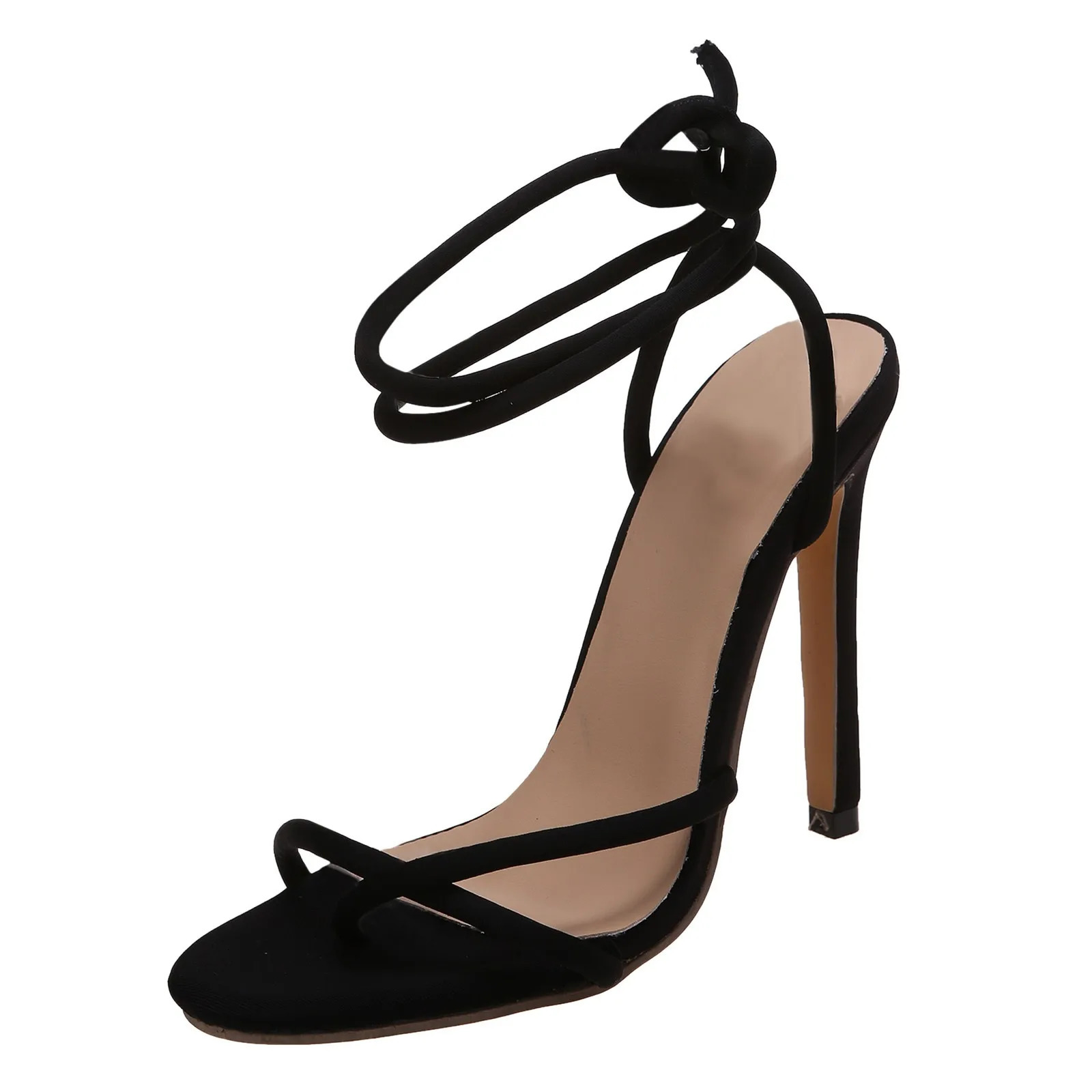 Stiletto Sandals Fashion Women Summer Flock Cross Straps Comfortable Thin High Heels Shoes Peep Toe Breathable Sandals 250624