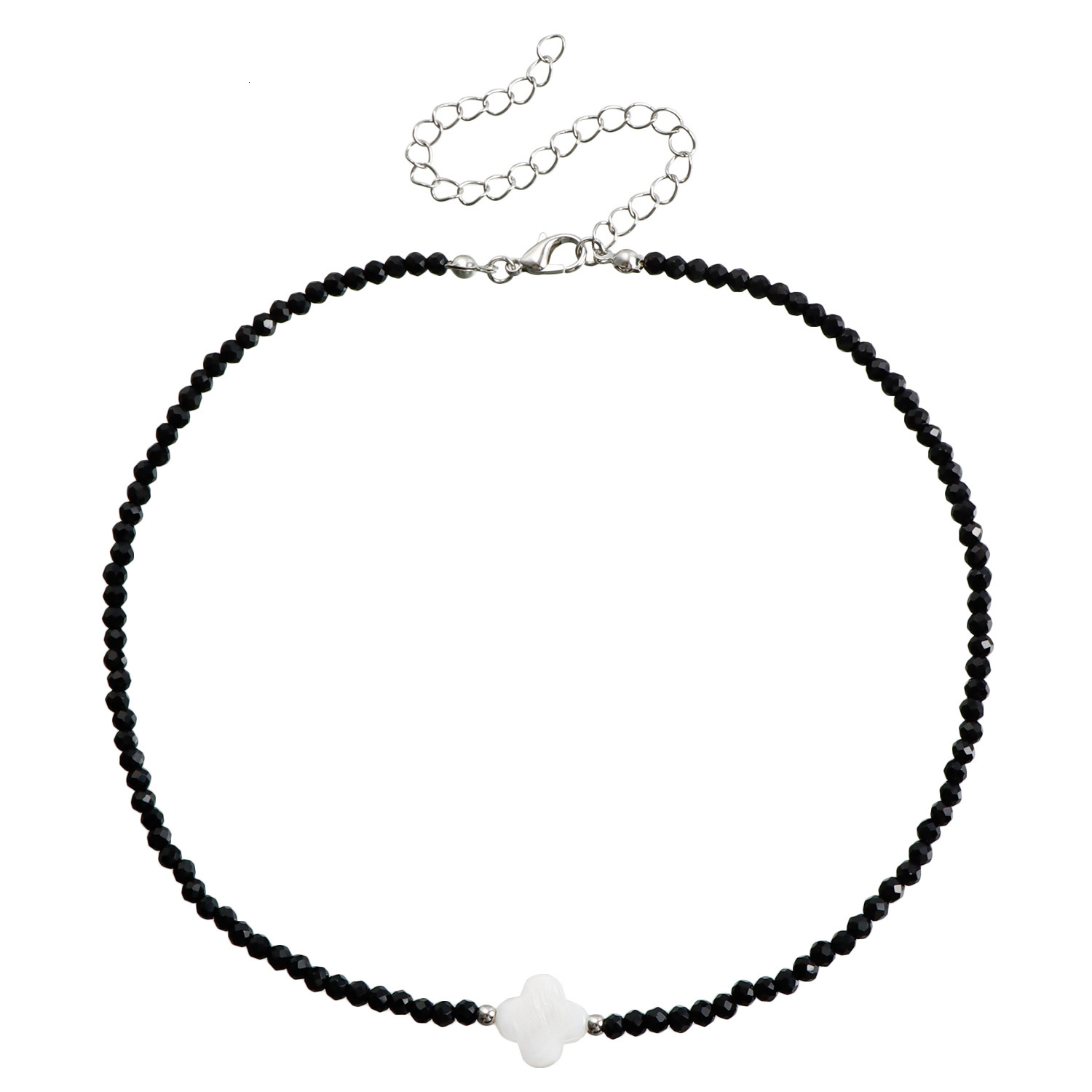 Niche Design Elegant White Water Flow Pattern Mother-of-Pearl Black Pointed Imitation Crystal Light High-End Necklace for Women Jewelry for Women