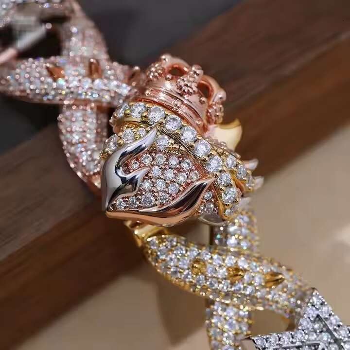 925 Silver Moissanite VVS Lab Diamond Cuban Bracelet Gold Plating for Weddings Gifts Hip Hop Style Iced Jewelry Wholesale Price