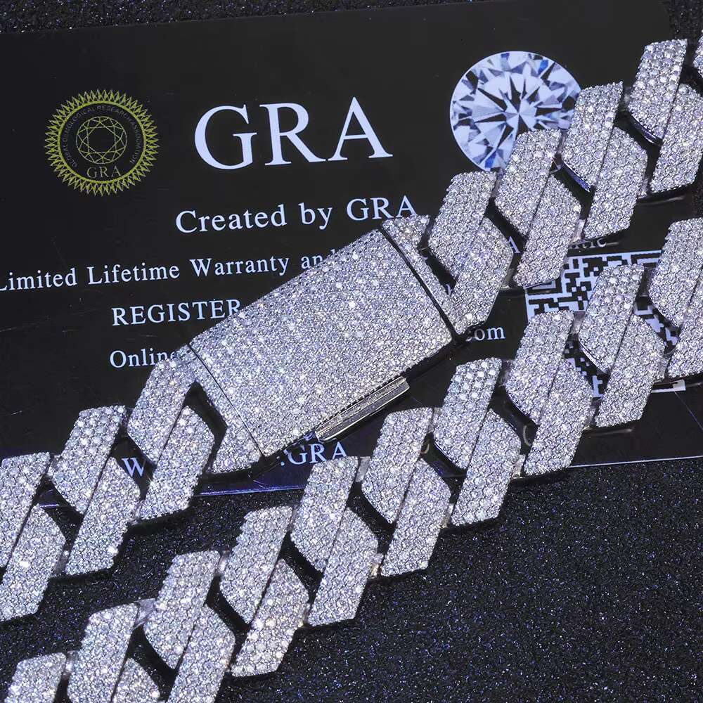 15MM Iced Out Cuban Chain Necklace Men Hip Hop Jewelry Shiny VVS Moissanite Diamond 925 Sterling Silver Cuban Link Chain