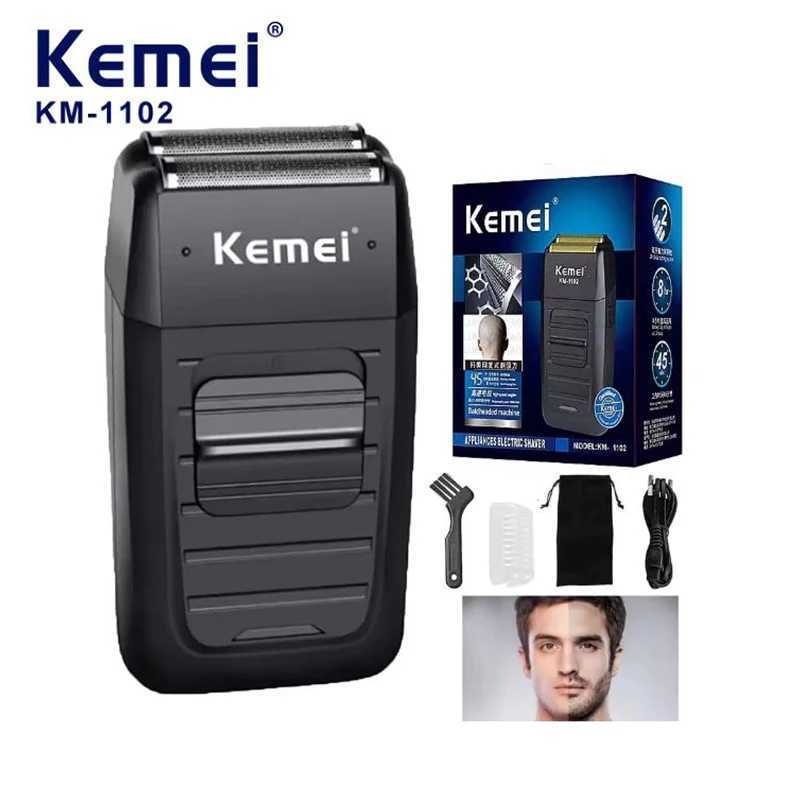 Kemei KM-1102 Hot Selling Electric Shaver for Men Foil Reciprocating Razor Double Blade Head Dry or Wet Shaving Hair/Beard Trimmer W250625