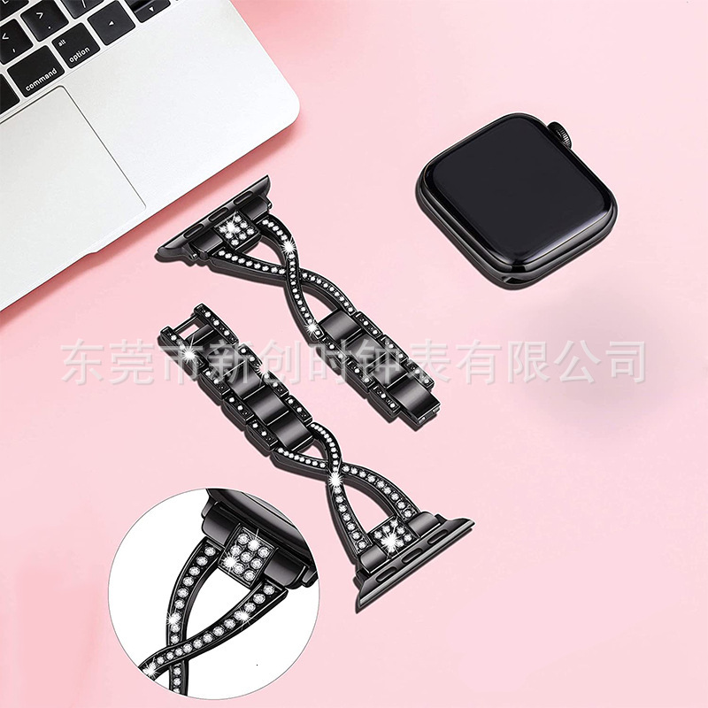 Luxury High End Diamond Inlaid Metal Watch Straps for iWatch 9-1 Apple iWatch