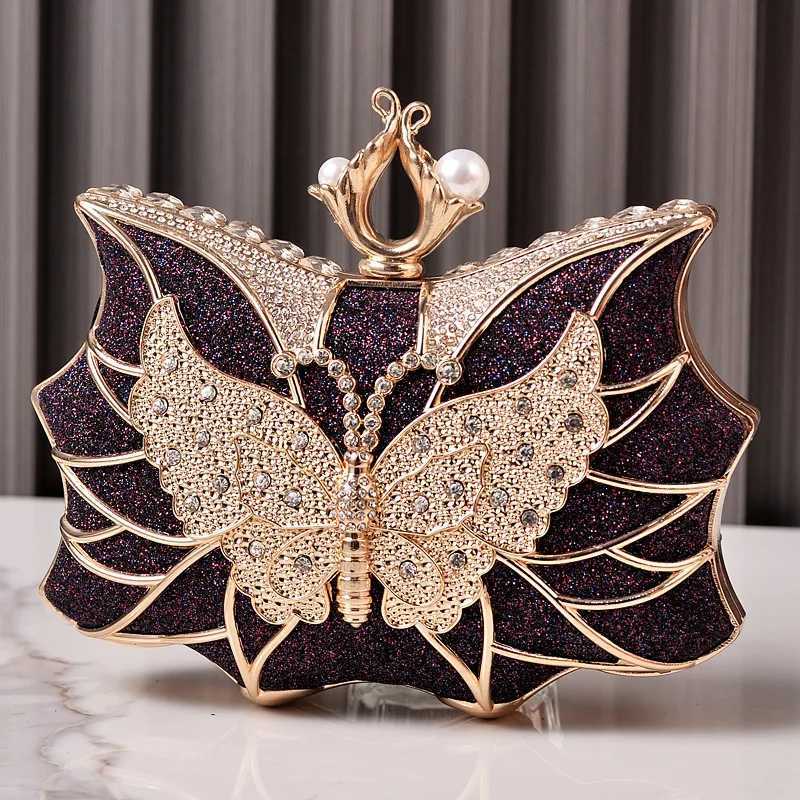 Fashion Luxury Evening Bags Hollow Butterfly Party Bag Bridal Wedding Diamond Clutch Elegant Banquet Handbags Dinner Purse Sac M250625