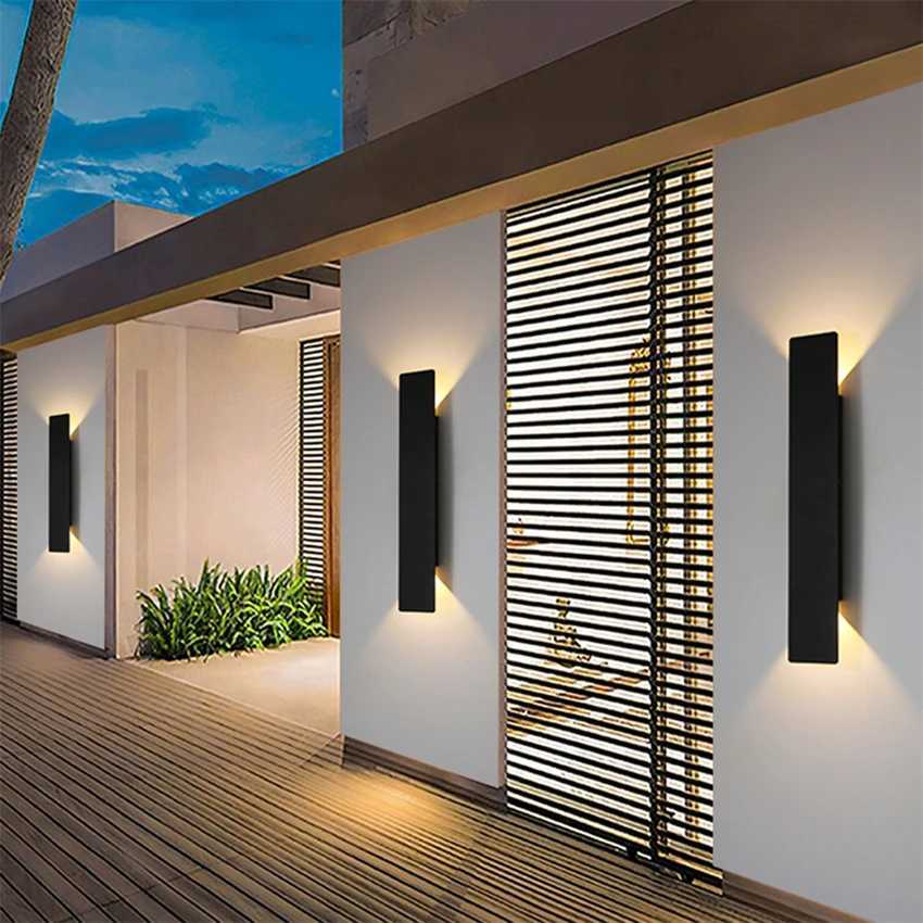 Outdoor Waterproof Wall Lamp Modern LED Lamp Black White Aluminum Up Lower Light Wall Lamps Waterproof IP65 110V 220V Fixtures XJ250624
