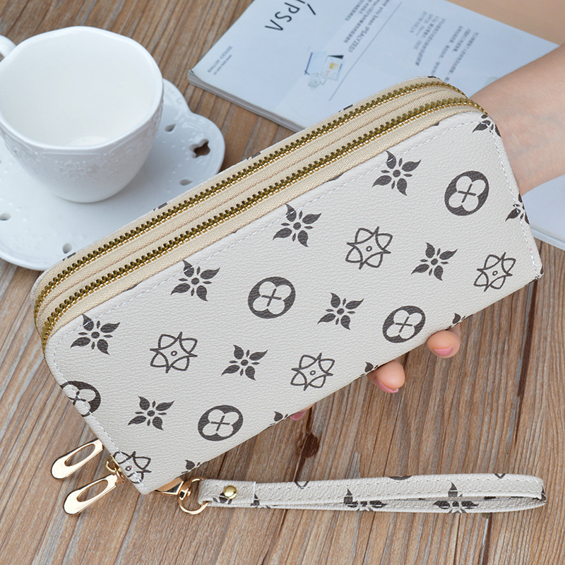 Free Shipping 2025 New Designer Bag New Women's Wallet Long Double Zipper Clutch Fashion Printed Large Capacity Double Layer Wallet Coin Purse Ph