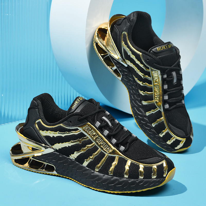 2407-Blade Men's Shoes Autumn New Knitted Mesh Breathable Thick Sole Heightened Sports Casual Dad Shoes Trendy Shoes Men