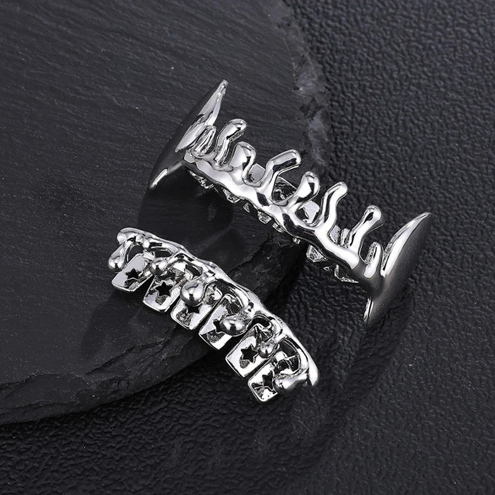 D Z Teeth Set For Unisex Top Bottom Mouth Gold Silver Color Teeth Grills Tooth Caps Removable Dental Fashion Jewelry 250606