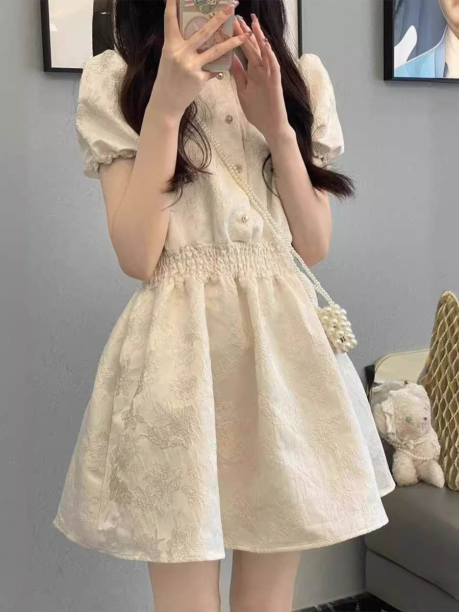 KO7150 Temperament French dress female summer sweet age-reducing A-line skirt tea break fairy short skirt