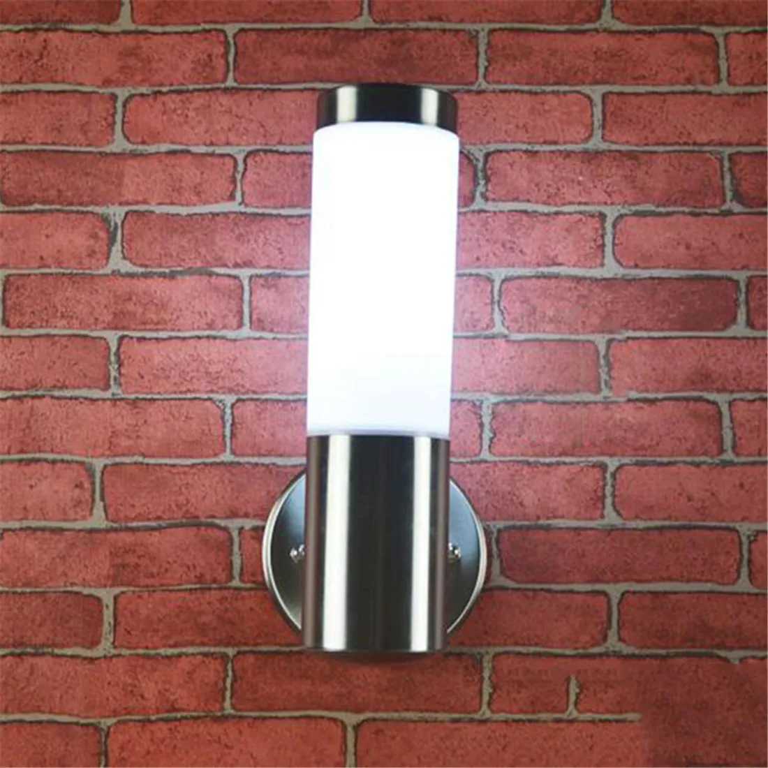 Outdoor led Wall Light Silver Stainless steel + Milky Lampshade Waterproof Outdoor Porch Lamp E27 LED applique murale luminaireXJ250624