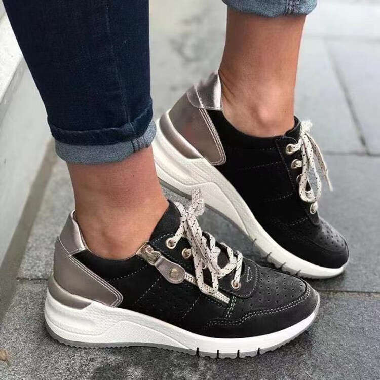 2022 New 35-43 Fashion Casual Sneakers Lace-up Thick Sole Plus Size Women's Shoes