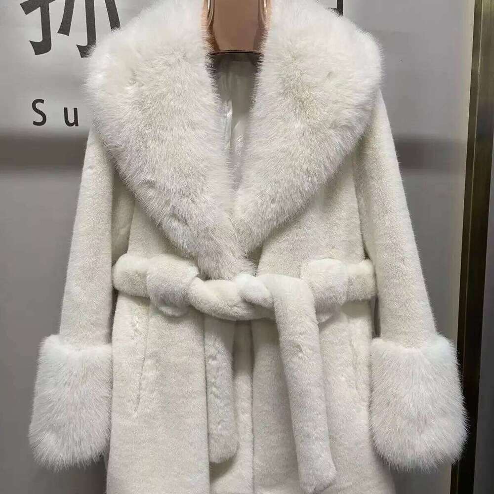 Coats Faux Fox Fur Women Long Turn Down Collar Maxi Warm Jackets Thick Elegant Coat Belt Outerwear Autumn Winter