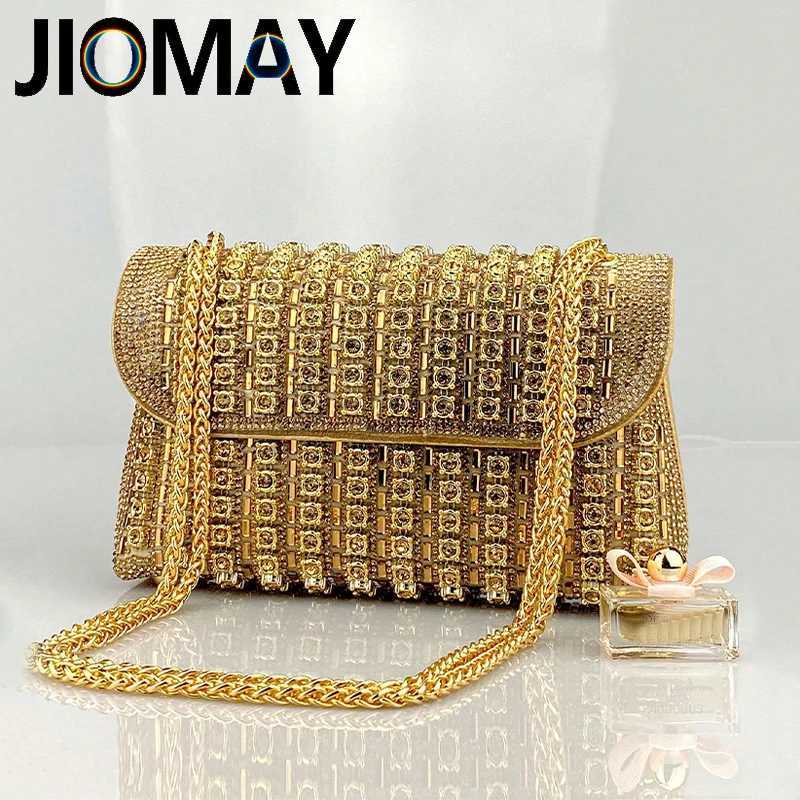 JIOMAY Gold Diamond Shoulder Bag Luxury Designer Wallets for Women Portable Party Messenger Bag Glamorous Fashion Accessory M250625