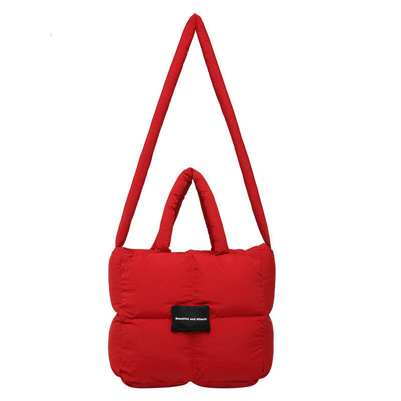 Fashion Embroidered Square Down Handbag Simple Large Capacity Crossbody Ins Dopamine Shoulder Bag for Women