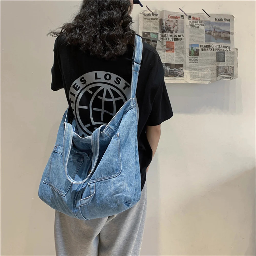 Harajuku Wash Denim Bag Women Handbags Large-Capacity Shoulder Bag Female Korean Version Girls Messenger Bag 250624