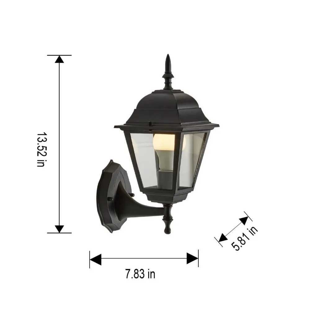 13.5 Classic Black Outdoor Coach Wall Light Clear Glass Lens Bulb Not Included Crafted from metal with Matte Black FinishXJ250624