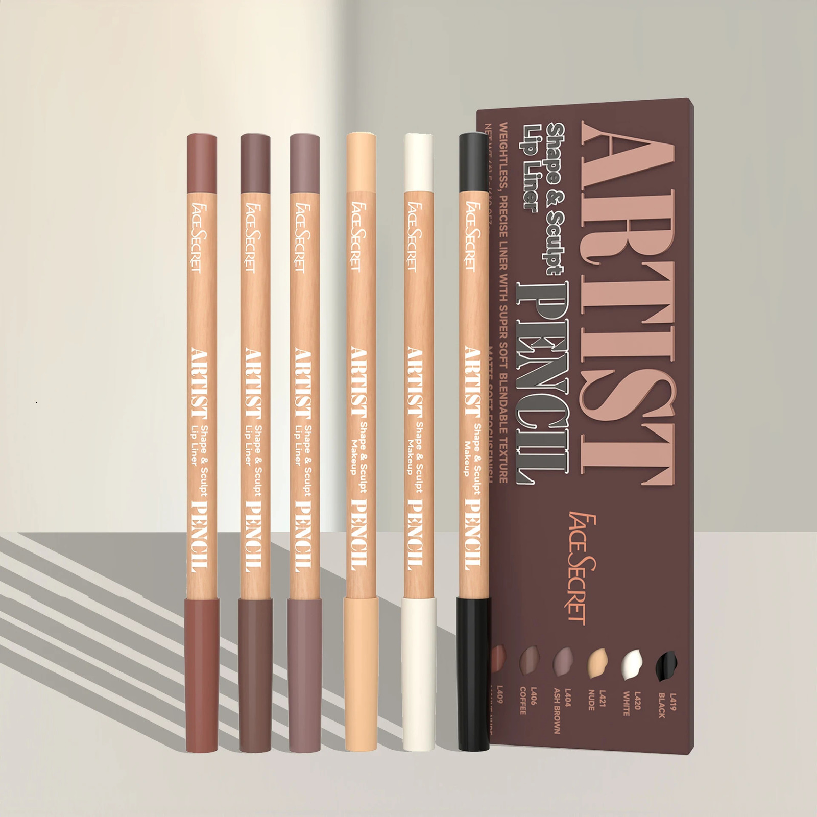 Face Secret Artist Shape Sculpt Lip Liner Pencil Set Weightless Precise Liner with Super Soft Blendable Texture Matte Soft 250625