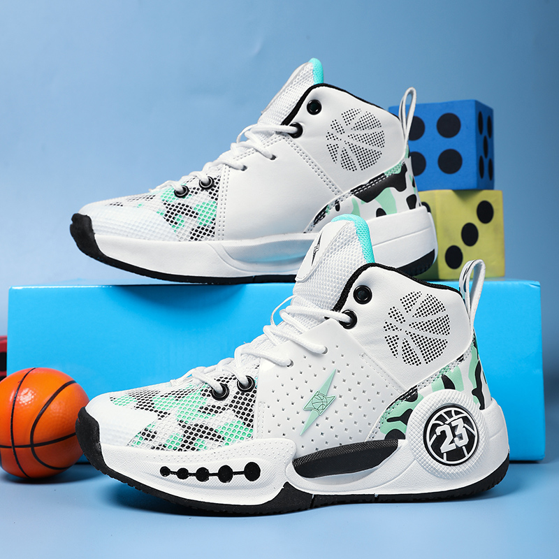 8809-Boys New Breathable Sneakers Mesh Basketball Shoes Anti-slip Wearable Boys Basketball Shoes Teen Practical Training Sneakers