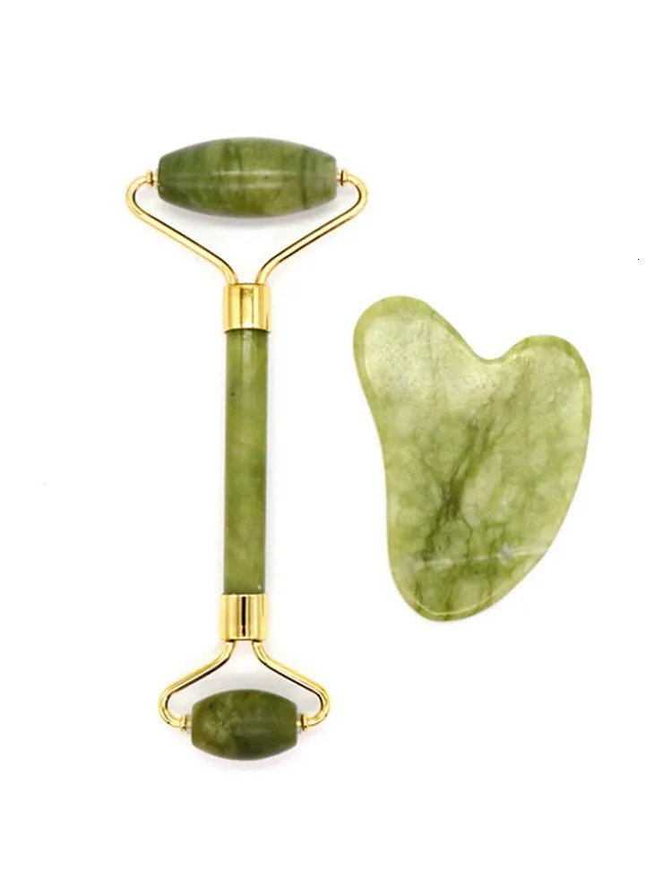 2PCS Natural Massager For Face Gouache Scraper Face Massager Jade Roller Guasha Scraper For Face Microniddle Roller Face Gua Sha 250619