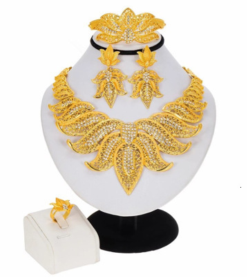 Jewelry alloy jewelry set necklace earring bracelet ring four piece set