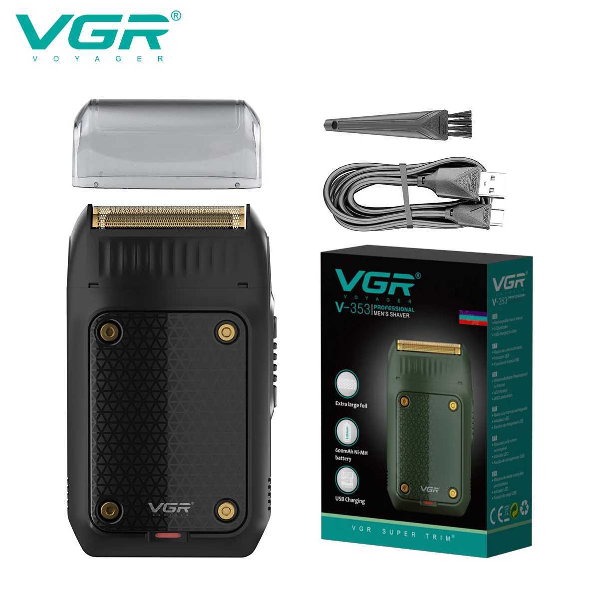 VGR Mens Beard Shaver Professional Hair Trimmer Electric Face Shaving Machine USB Charging Mini Safety Face Shaver for Men V-353 W250625
