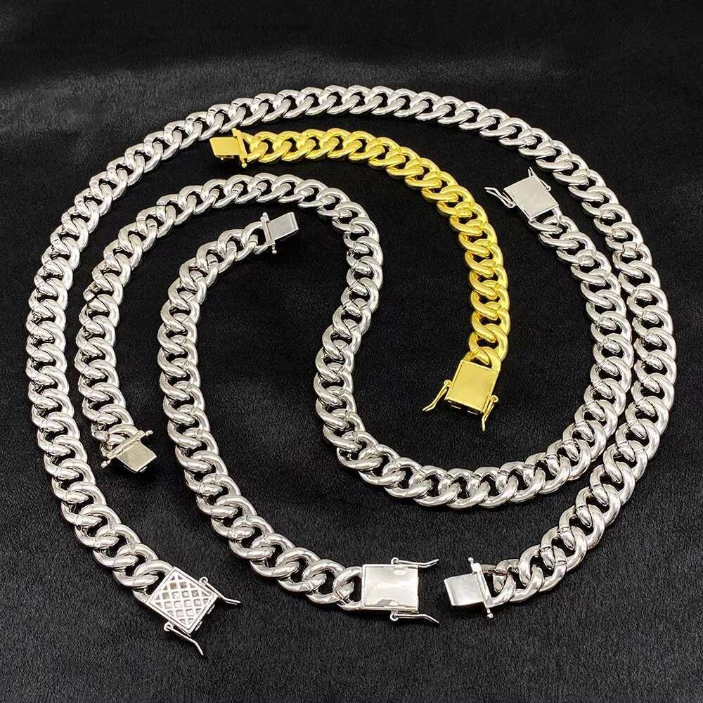 High Quality Men Cuban Chain Necklace Iced Out of Miami Crystal Hip Hop Rap Jewelry Necklace Bracelet