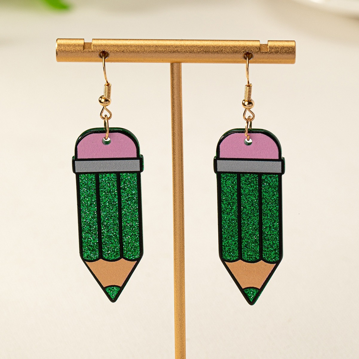 1 Set of 5 Pairs New Teacher's Day Cartoon Color-Block Fresh Style Personality Temperament Acrylic Earrings for Women