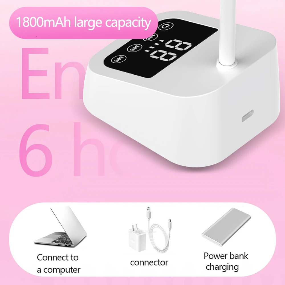 LED UV Nail Lamp Rechargeable Nail Lamp Dryer 360 Degree Bendable with Automatic Sensing Touch Desk Lamp Nail Equipment 250625
