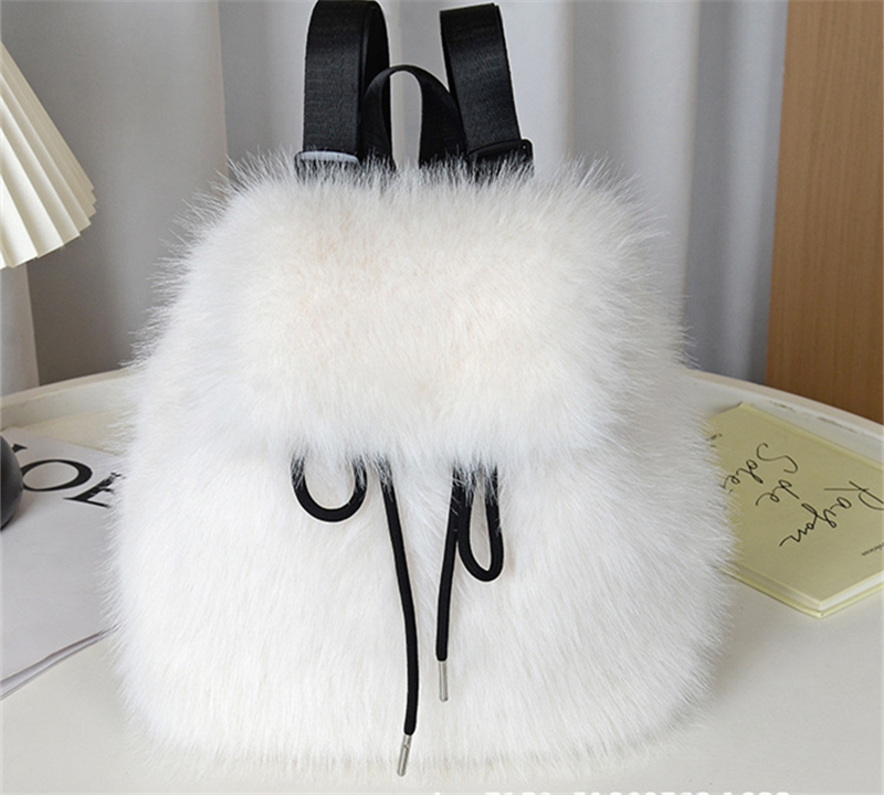 hot free shipping Backpack Style 2025 new fashionable luxury bag crossbody bag Autumn Winter Imitation fur plush bag for womens black pink