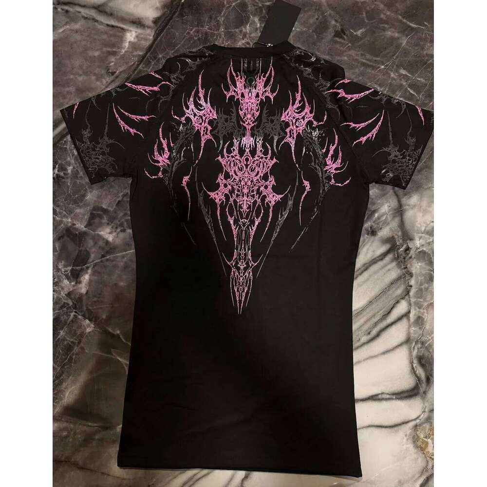 2025 New Breathedivinity Compress Shirt Pink Gothic Pattern Fiess Summer Breathable Quick Dry Men Gym Sportswear Trendy Tee