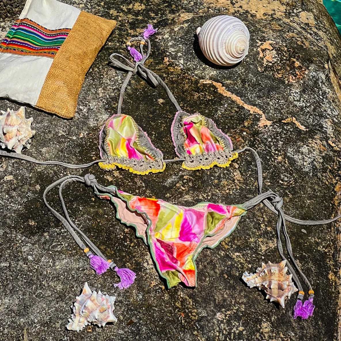 2025 Bandeau Bikini Women Sexy Bikini Push Up Swimsuit Female Swimwear Floral Printed Swim Suit Halter Bathing Suit Beachwear XJ250624