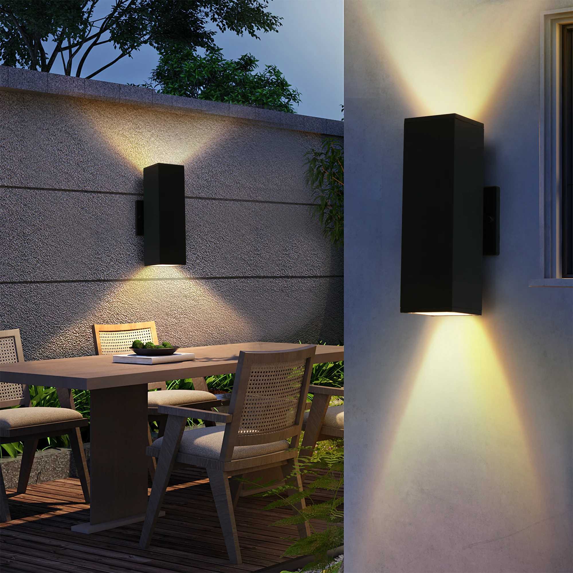 2-Pack Outdoor Wall Light IP65 Waterproof Up Down GU10 Bulb Wall Sconce Black Aluminum Exterior Light for Porch Patio Garage XJ250624