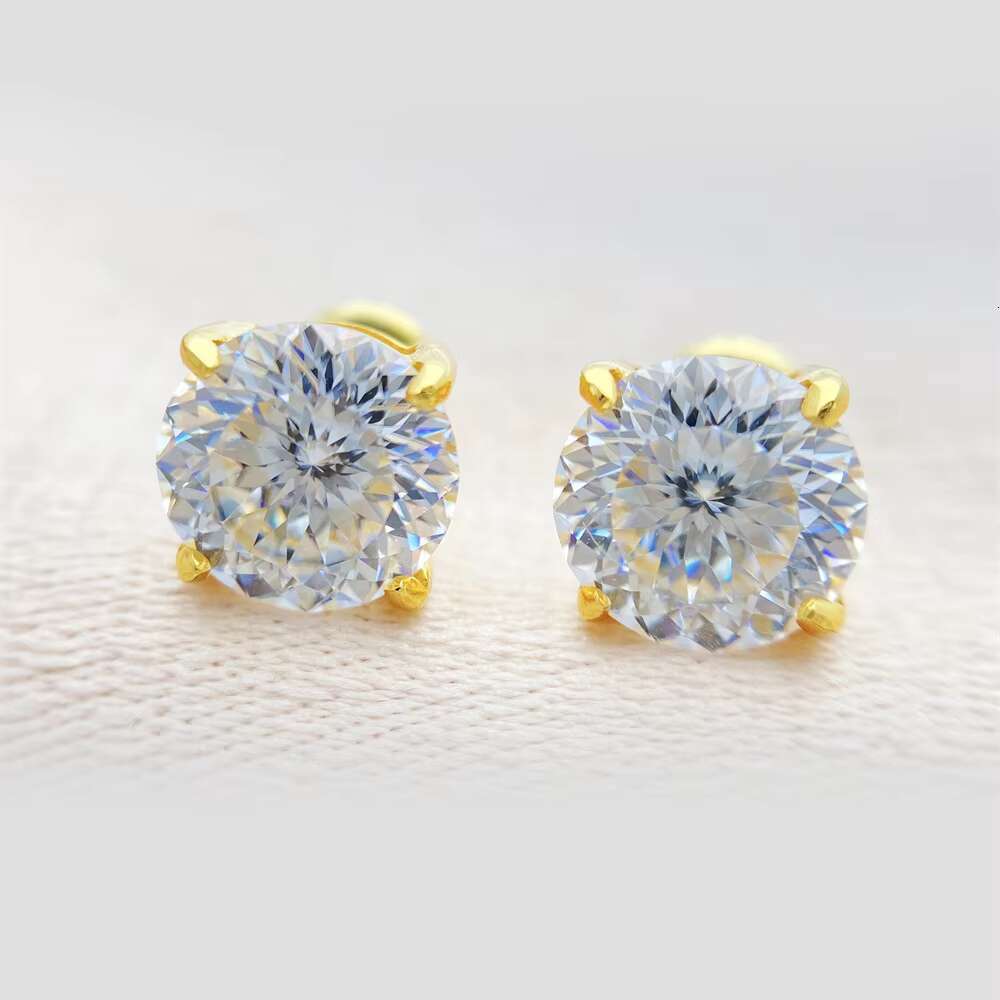 Portuguese Cut Moissanite Earrings 925 Sterling Silver White VVS 0.5/1ct Stud Moissanite 14K Planted Earring Fine Jewelry