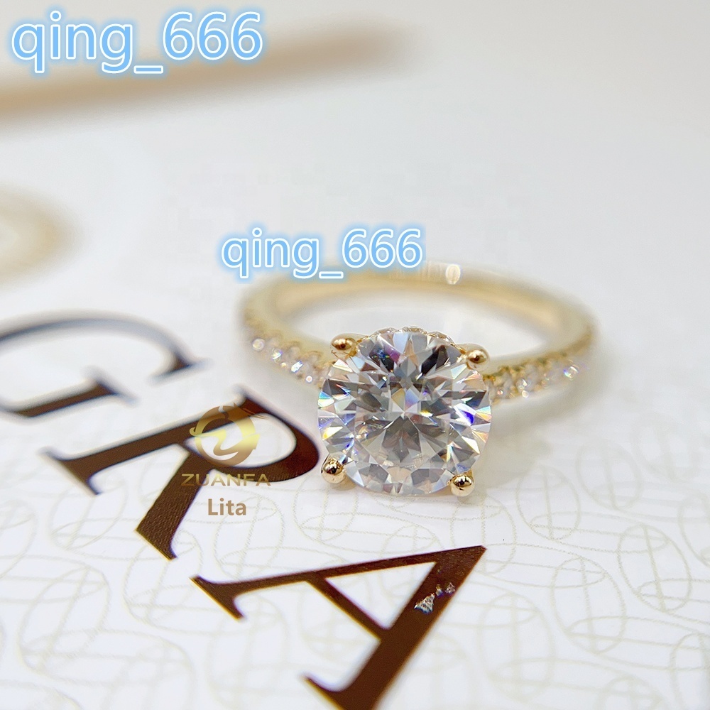 Luxury Unique Basket Set GRA Certificated Vvs 8.0mm Moissanite 14k Gold Woman Engagement Rings