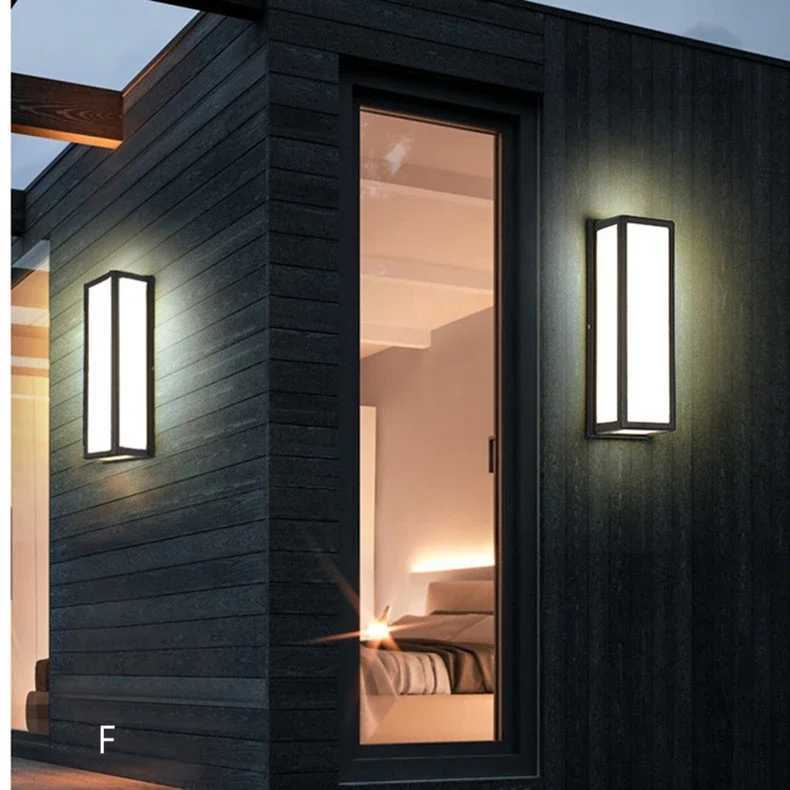 Outdoor E27 LED Aluminum Frame Wall Light 85-265V IP65 Waterproof Porch Lamp Garden Exterior Decor Sconce Lamp 12W 15W 20W 25W XJ250624