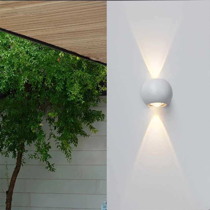 6W Outdoor Waterproof Wall Lamp Round Ball Up and Down Light Fixture Home Lighting Courtyard Light Garage Porch Light Decoration XJ250624