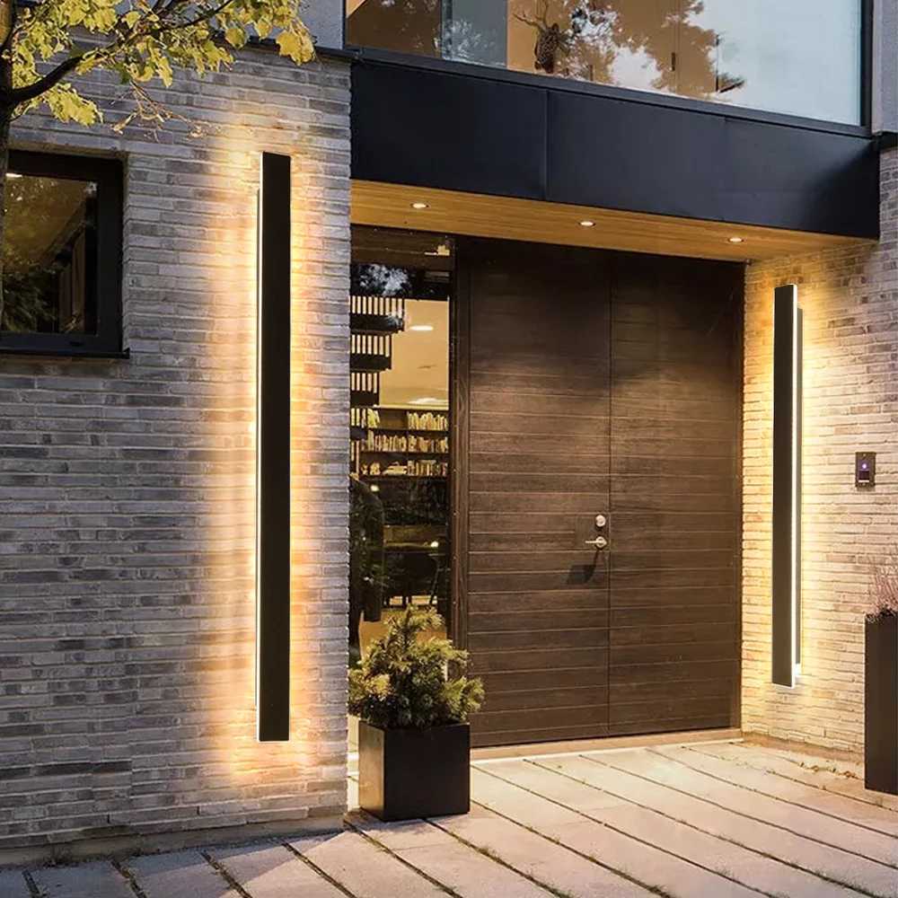 2/1 PCS Dimming Waterproof LED Long Wall Sconce Lamp Garden Decoration Outdoor Lighting 85-265V LED Wall Light External Sconce XJ250624