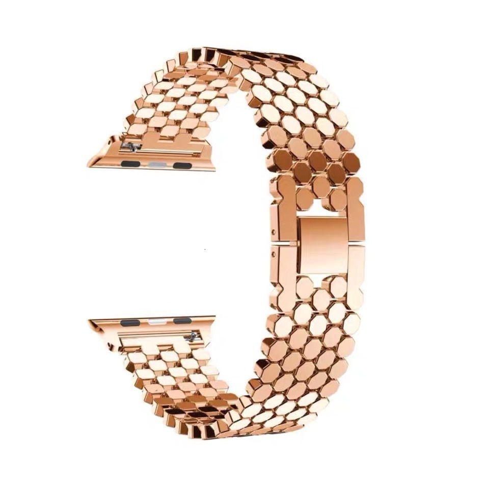Luxury High End Starlight Colored Fish Scale Honeycomb Metal Watch Strap for Apple iWatch