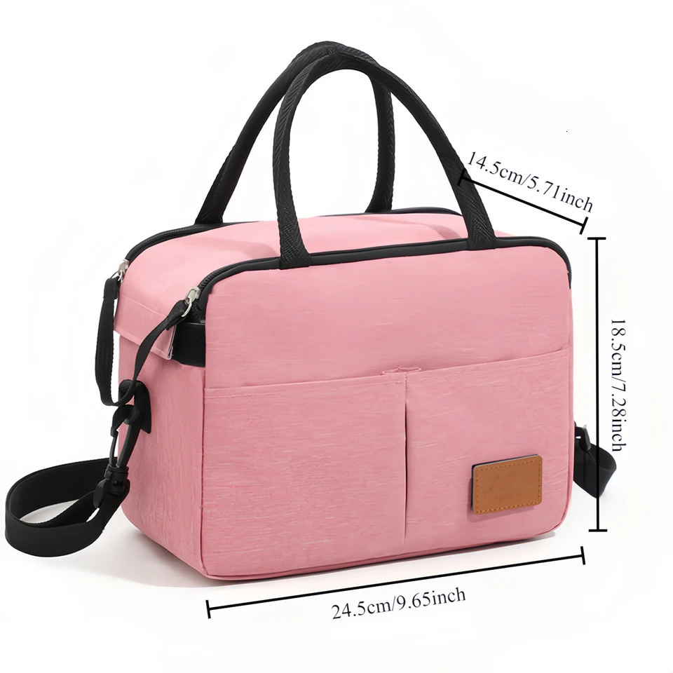 Solid Color Warm Bento Bag Thickened Oxford cloth crossbody bento bag suitable for commuting use longlasting insulationtan 250624
