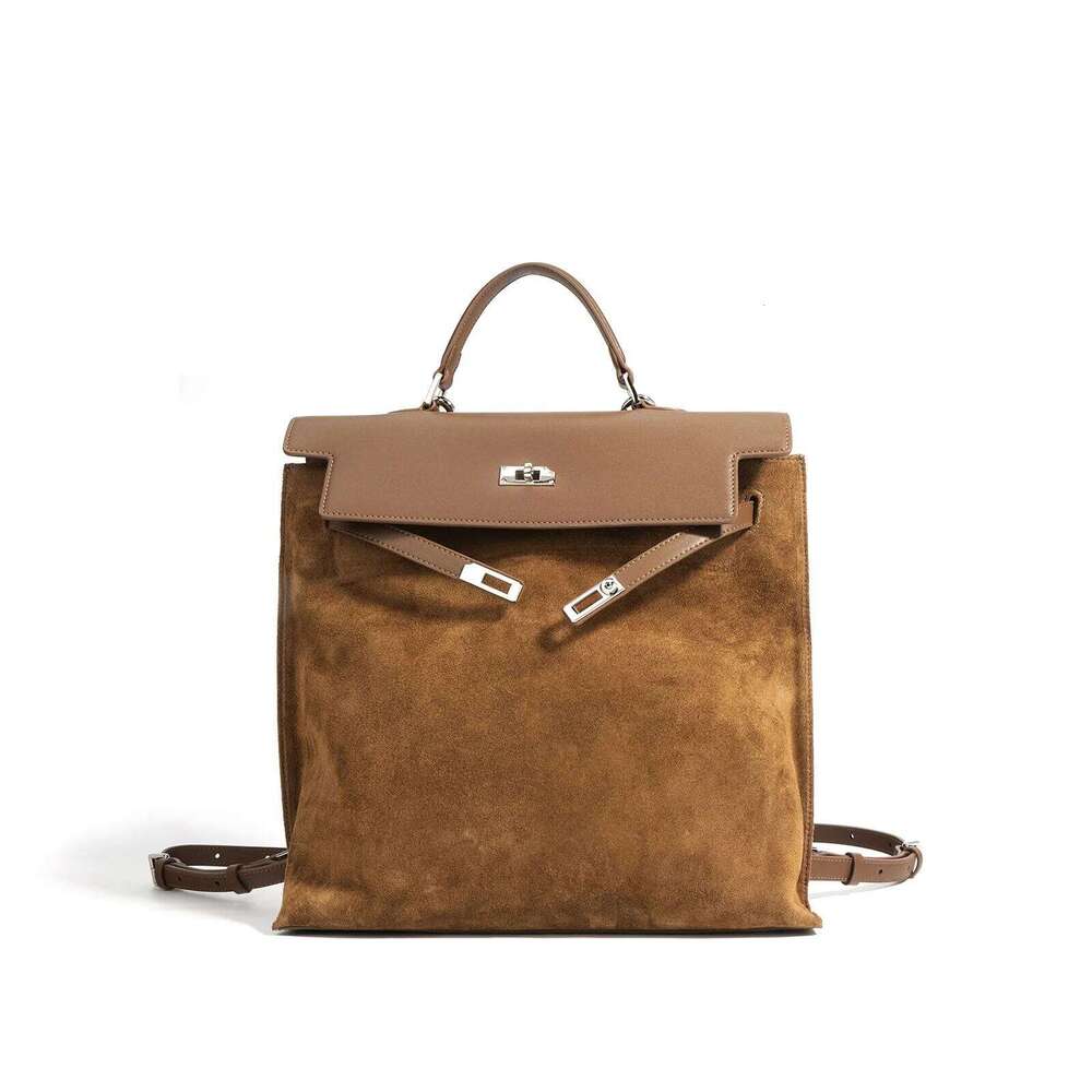 Autumn Winter Women's Leather Backpack With High-End Korean Style Two Large Capacity Cotton Handbag Pattern Tote Bag