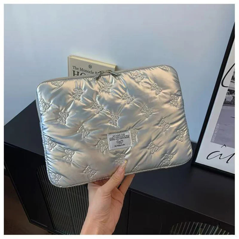 Cute silver bow Laptop SlEEve For Air13.6 pro13.3 14 15 16 250624