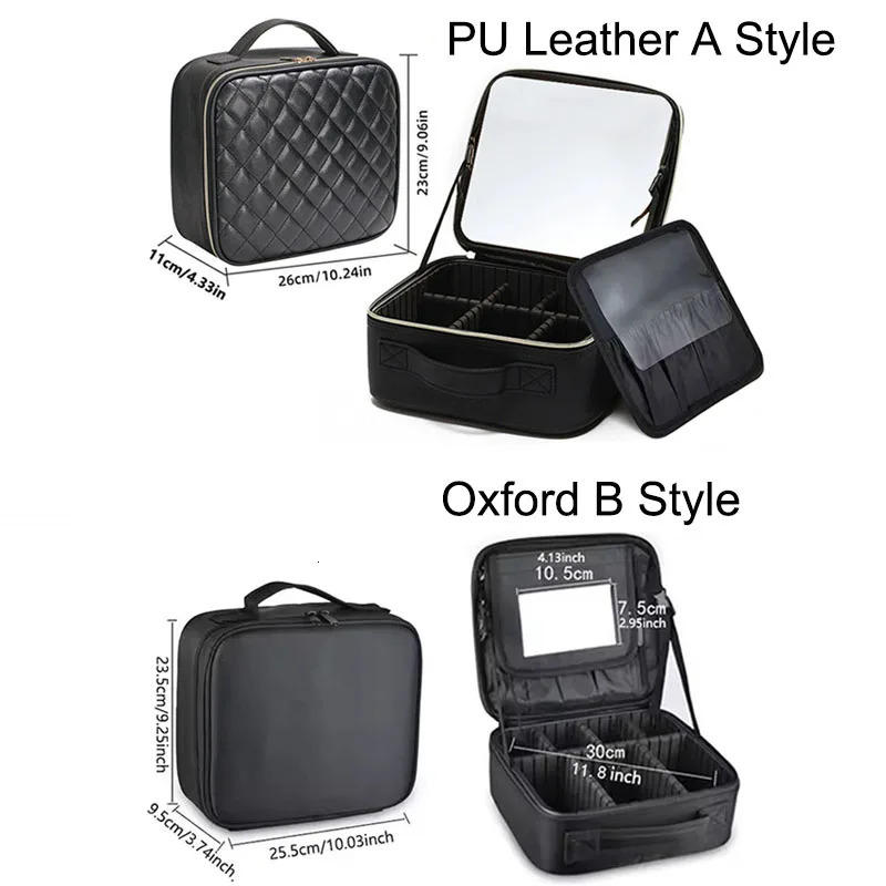 Professional Makeup Case With Mirror Beauty Brush Women Cosmetic Bag Make Up Organizer Travel Storage Box for Manicure 250625