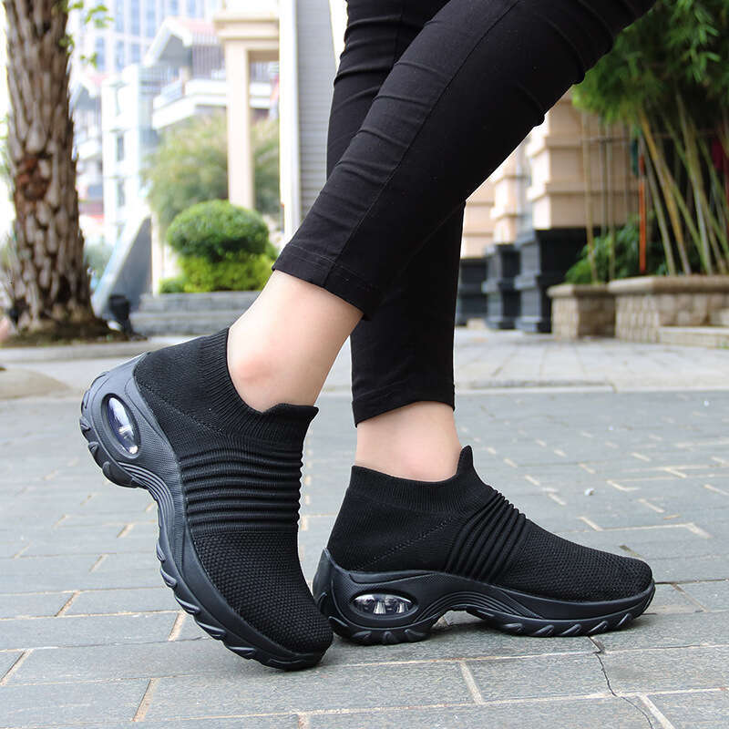 Hot Style Plus Size Women's Air Cushion Flyknit Casual Slip-On Fashion Shake Quanzhou Sports Shoes