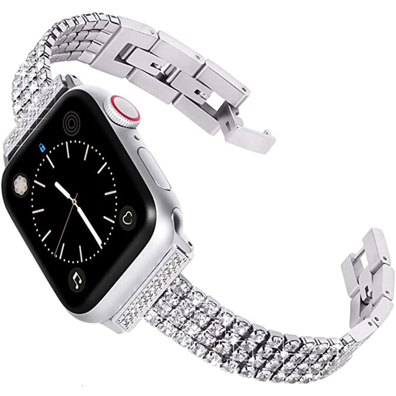 Luxury Premium Four Row Chain Rhinestone Light Luxury Universal Watch Band for Apple Watch Series 1-10