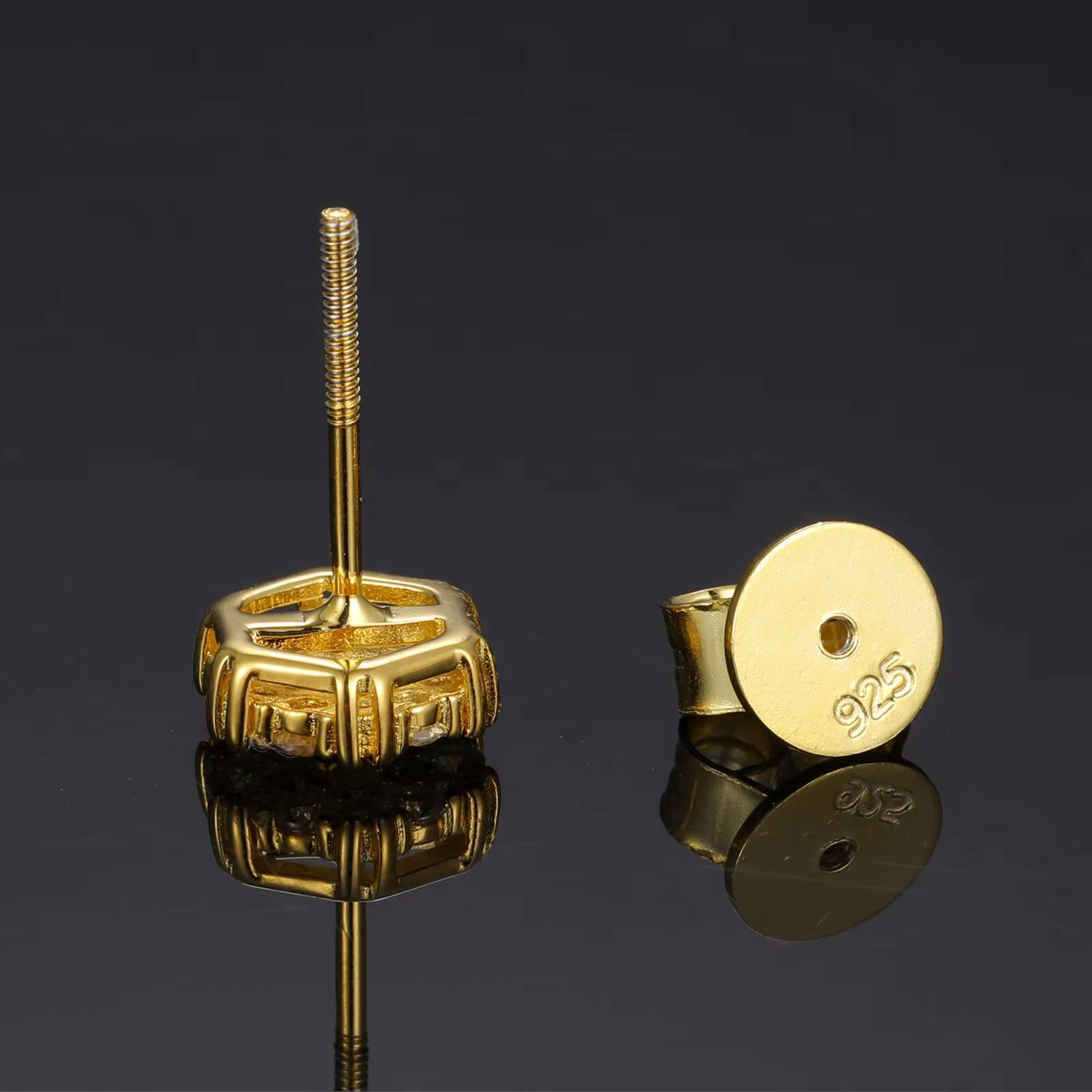 Fine Stud Earrings for 925 Sterling Silver Luxury High-quality Round Cut Unisex Metal VVS Fine Stud Earrings