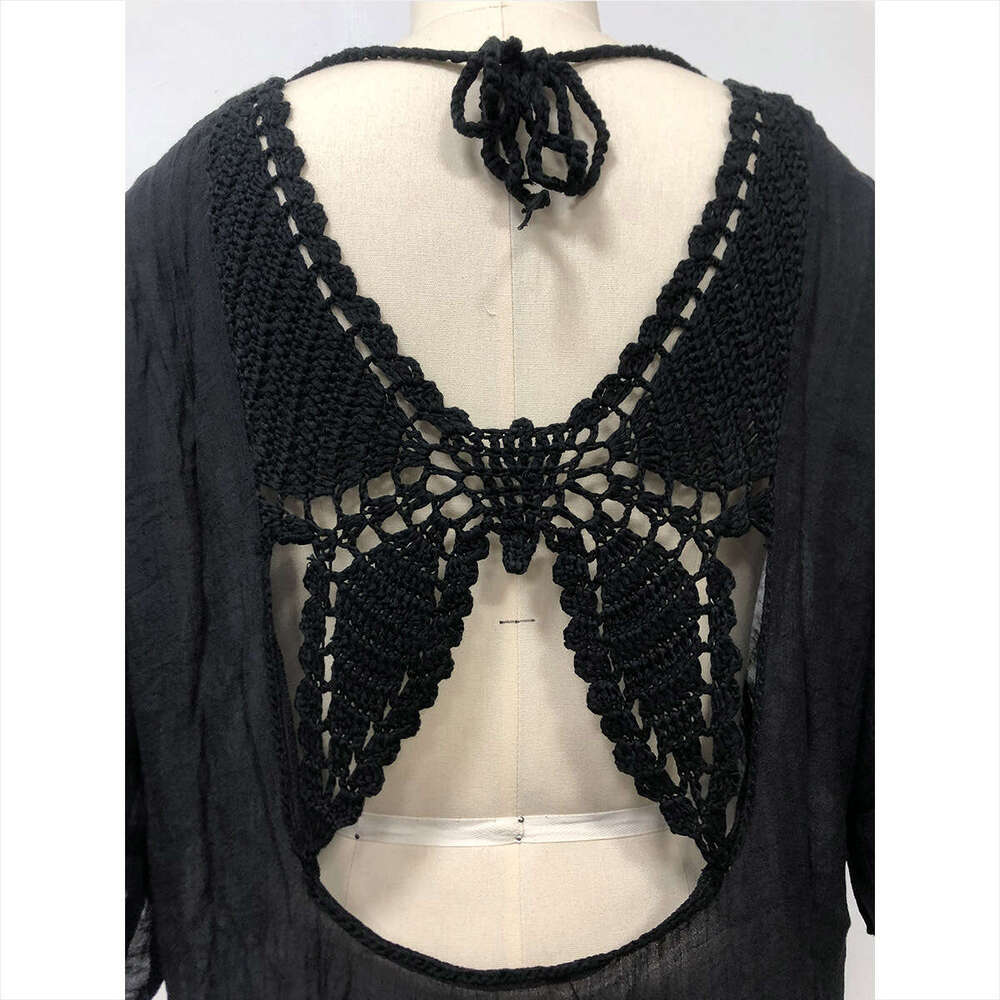 Beach Cover-Up Sun Protection Dress Back Butterfly New V-Neck Flare Sleeve B5