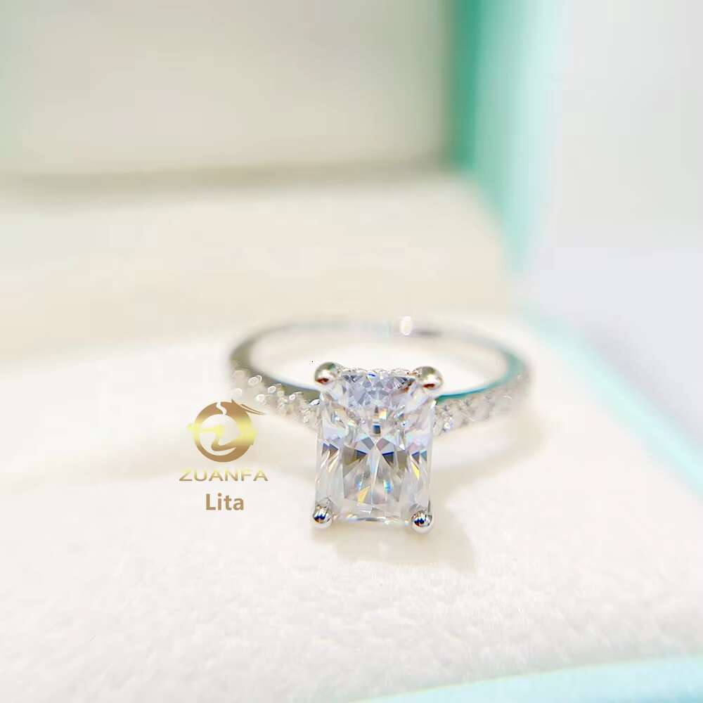 Pass Diamond Tester Top Quality GRA 2ct Radiant Cut 14k Gold Vvs1 Moissanite Diamond Engagement Ring