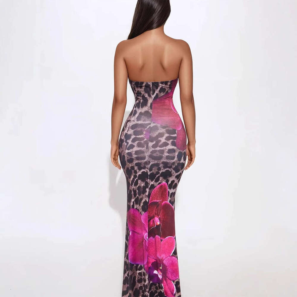 Summer New Sexy Hot Girl Halter Neck Tie Waist Leopard Print Slip Dress B5