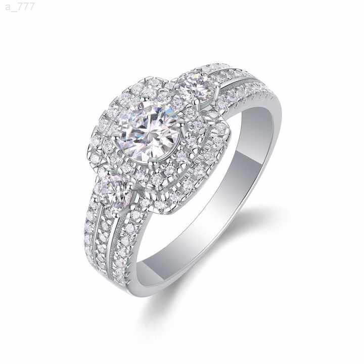 Luxury Zircon Moissanite Ring for Women S925 Sterling Silver Lab Created Diamond