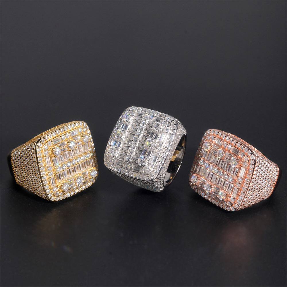 Iced Out Cross Moissanite Ring 925 Sterling Silver Hip Hop Ring Pass Diamond Tester Men Cuban Ring